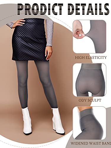 Newcotte 4 Pairs Fleece Lined Tights Women Translucent Pantyhose Leggings Winter Warm Thick High Waisted Winter Tights3