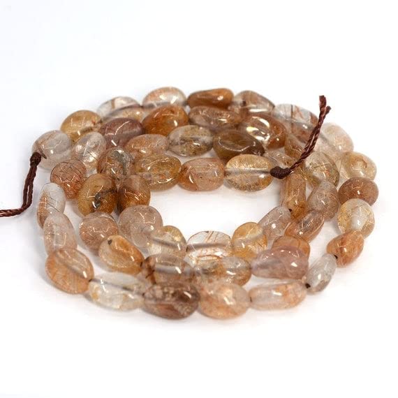 Quartz rutilé cuivre perles 6mm galets percés pour montage de bijoux