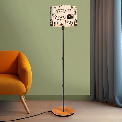Image of Rellon Floor Lamp for Living Room with Decorative Metal Floor Lamp Standing Home Decoration Floor JuteLamp Shade Reading for Bedroom, Office,Kitchen (A3)