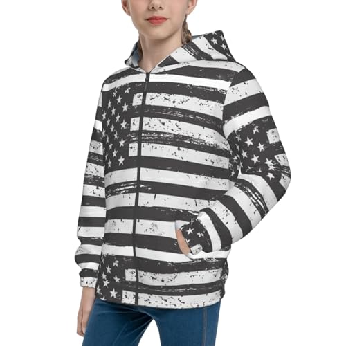 American Antique Flag2 Kids Pullover Hoodies Boys Zip Up Sweatshirts Girls Athletic Clothes with Pocket