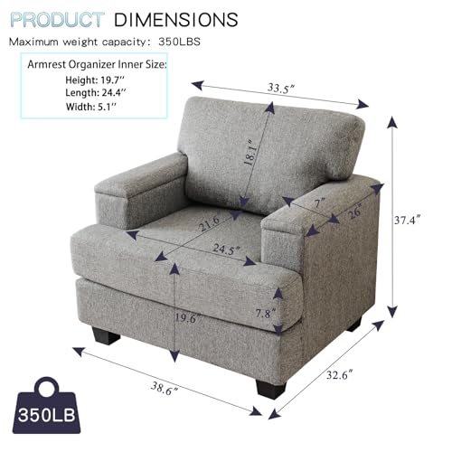 Sillón con Organizador y Cojín Gris Oscuro miniatura 2