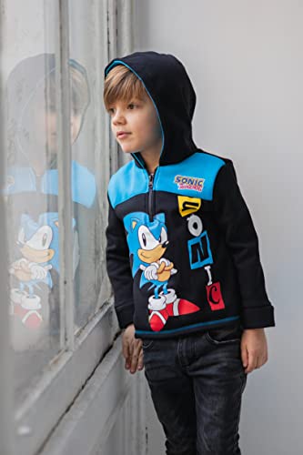 Sega Sonic The Hedgehog Big Boys Fleece Hoodie Zip Up Pullover Sweatshirt Size 8 Black #TOP1