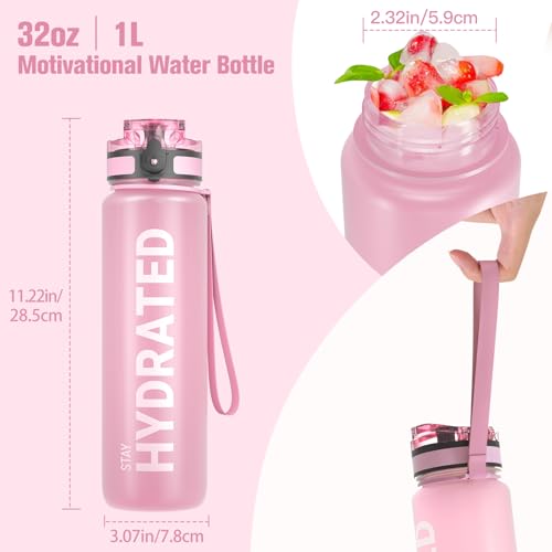 Image of Sahara Sailor Water Bottle, 32oz Motivational Sports Water Bottle with Time Marker - Times to Drink - Tritan, BPA Free, Wide Mouth Leakproof, Fast Flow Technology with Clean Brush (1 Pack)