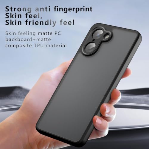 Image of Matte PC + TPU Back Cover Case for OnePlus Nord CE5 5G, Airbag Corner Protection, Anti-Fingerprint, Micro Arc Edge, Never Turns Yellow, Camera Lens Guard, over Case for OnePlus Nord CE 5 Black