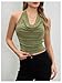 Milumia Women Ruched Halter Y2k Crop Tops Backless Cowl Neck Sleeveless Shirts Green Large