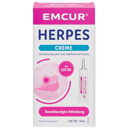 Emcur Herpescreme mit LSF 30 | gegen Lippenherpes | ab 4 Jahren | mit Sonnenschutz | transparent | 6ml | 1er Pack