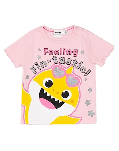 Baby Shark Girls Pajama Set | Kids Pink T-Shirt & Shorts PJs Loungewear | Feeling Fin-tastic Pajama Nightwear Gift Set2