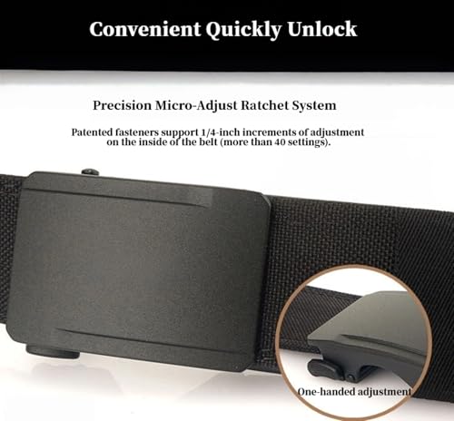 Men's Tactical Ratchet Belt, 1.5 Inch Heavy-Duty Nylon, Automatic Buckle with Cuttable Length for EDC CCW Casual Wear4