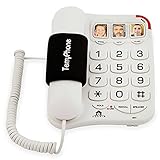 Big Button Phone for Seniors - Corded Landline Telephone - One-Touch Dialling for Visually Impaired - Amplified Ringer with Loud Speaker for Hearing Impaired, Ergonomic Non-Slip Grip