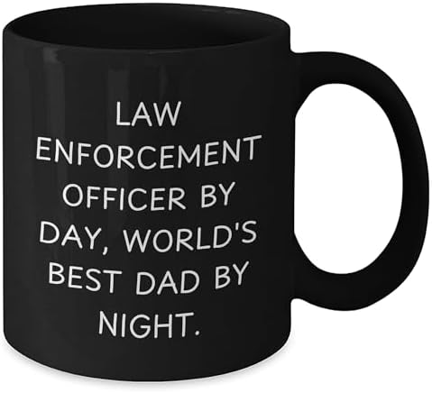 Law Enforcement Officer Gifts For Father's Day | Funny World's Best Dad By Night Black Coffee Mug | 11oz/15oz Law Enforcement Officer By Day Ceramic Mug image 5