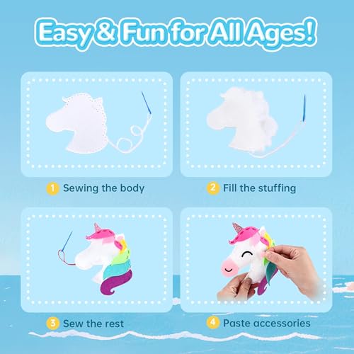 Image of Cymbana Kids Sewing Kit, DIY Felt Plush Animals Unicorn Sewing Kit for Kids