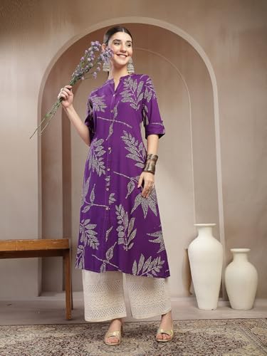Image of Stylum Women's Floral Printed Rayon A-Line Kurta