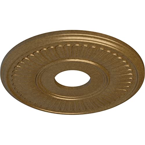 Image of Ekena Millwork CM15BEPAS 15-3 /4 inch x 3-7 /8 inch x 3 /4 inch Berkshire Ceiling Medallion, Pale Gold