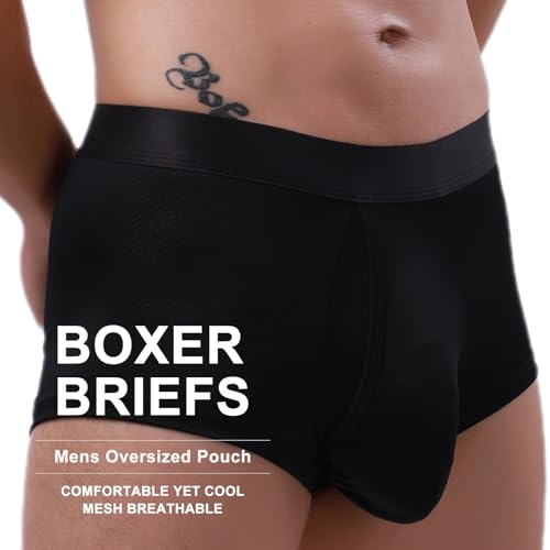 Men’s Trunks Boxer Briefs Underwear Fly Total Support Pouch, Moisture-Wicking Mesh Breathable (XL, M1 Black)2