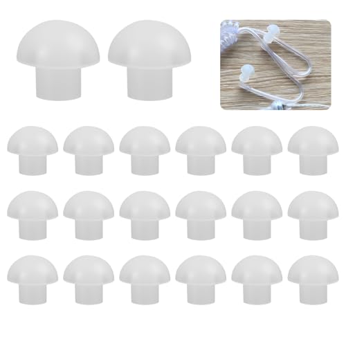 Pack de 10 Pares de Almohadillas de Silicona Blancas para Baofeng  Tapones para oídos cómodos， Auriculares de Repuesto de Silicona Suave para Tubos Acústicos Encubiertos,intercomunicador，