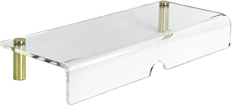 pbf PHOTO BOOTH FRAMES Clear Acrylic Monitor Stand Riser, 20 x 8 x 2.87 inches, Gold Posts