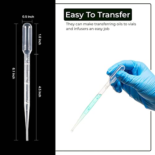 Image of Premium 3ml Transfer Pipettes(Pack of 100Pcs), Clear Plastic Graduated Dropper with 0.5ml Markings, Strong Suction Laboratory Pasteur Pipette for Liquid Transfer, Paint Crafts, Experiments