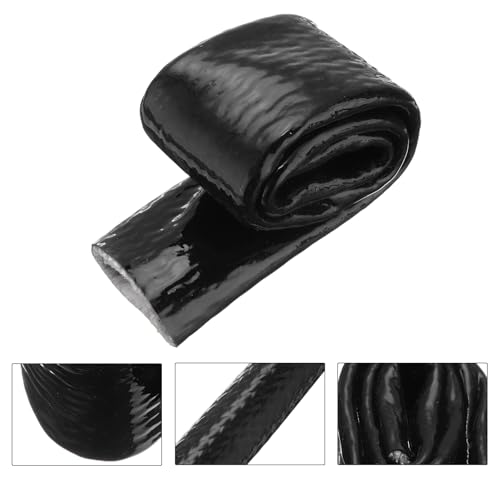 Image of MECCANIXITY 1-3 /16 inch ID 1.6ft Heat Shielded Fire Sleeve Silicone Coated Fiberglass Tape, for Automotive Hose Lines Wires Electrical Wiring, Black