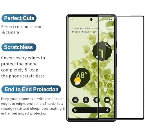 Image of Tempered Glass Screen Protector Compatible for Google Pixel 6 with Edge to Edge Coverage and Easy Installation Kit, Pack of 1, Black