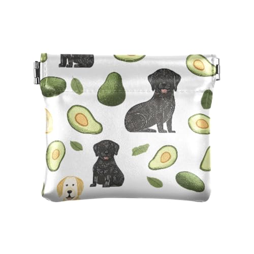 Münzgeldbörse im Hunde- und Avocados-Stil, Kleingeldfach, PU-Leder, Mini-Geldbörse, Münzfach für Damen, Mädchen, Herren