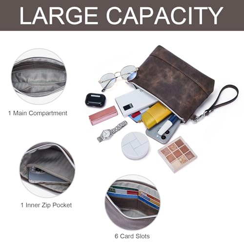 Image of CLUCI Wristlet Wallet for Women Large Capacity Leather Clutch Purse Slim Ladies Travel Credit Card Holder Phone Organizer