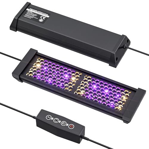 FixHaven 8W LED UVB Reptile Light, Full Spectrum UVA+UVB Terrarium Lamp with 3 Lighting Modes, 5-Level Dimmable, 4/8/12H Timer, 8.5 Inch, for Bearded Dragon, Leopard Gecko, Tortoise & All Reptiles
