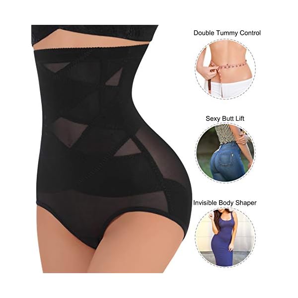 Nebility Womens' Tummy Control High Waist Trainer Body Shaper (US, Alpha, Large, Regular, Regular, Black)
