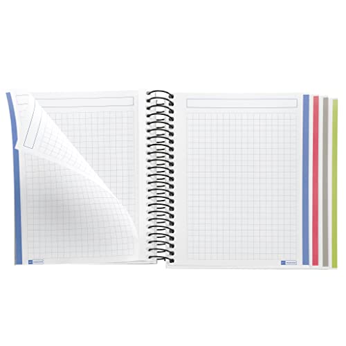 Image of Miquelrius Mini 4 Subject Spiral Notebook, Blue, Graph /Quad Pages (3.5 inch x 4 inch)