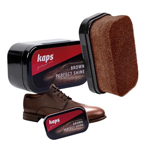 Kaps Perfect Shine, Éponge de Cirage à Chaussures pour Brillance Instantanée, Chaussures Sacs & Autres Produits en Cuir, (Marron)