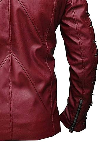 VearFit Stephen Amell Green Arrow Roy Harper Mens Black Faux Leather Jacket SuperHero3