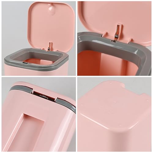 Mini cubo de basura de escritorio rosa de plástico de 2 L 3