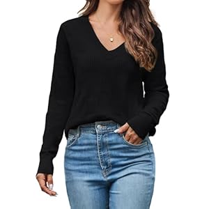 Pullover Damen Langarm V Ausschnitt Strickpullover Winter Casual Elegant Pulli Warm Oberteile