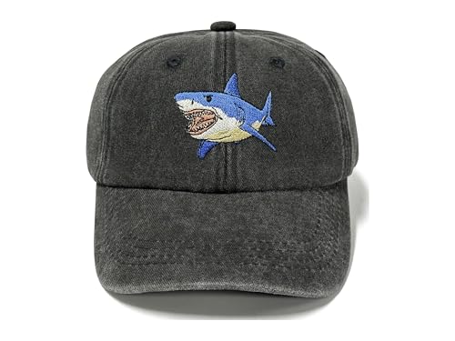 Horpe Shark Gifts for Kids Jaws Baseball Cap for Child Washed Black Hat