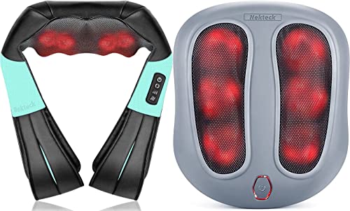 Masajeador Nekteck Cuello y Pie con Calor Azul+Gris miniatura 1