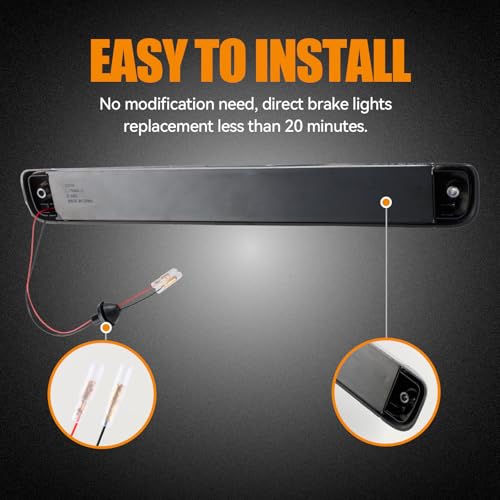 Image of Third 3rd Brake Light LED for 1992-1999 Chevy C /K Suburban Blazer Tahoe /GMC Yukon Jimmy /Hummer H2 / Bravada High Mount Rear Brake Lights Center Cab Stop Light (Black)