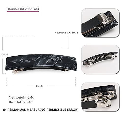 Sparkly Black Cellulose Acetate Tortoise Hair Barrettes Ponytail French Clips Plastic Hair Clips Pony Tail Holder Clasp Slide Clips For Thick Or Fine Hair Chignon #TOP1