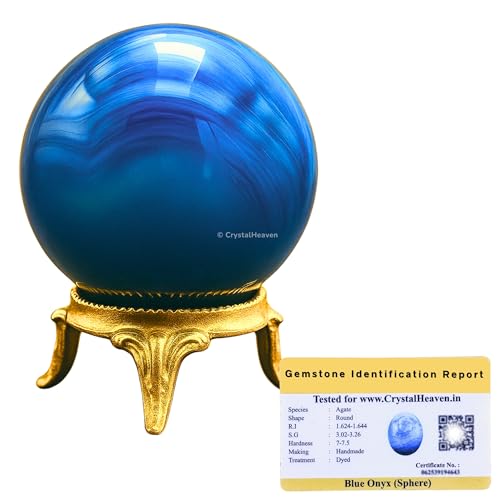 Image of Certified Blue Onyx Crystal Ball for Meditation - Premium Crystal Vastu Items for Home and Feng Shui Items for Good Luck - Ideal for Pooja Supplies and Spiritual Practices (2 inch Inch)