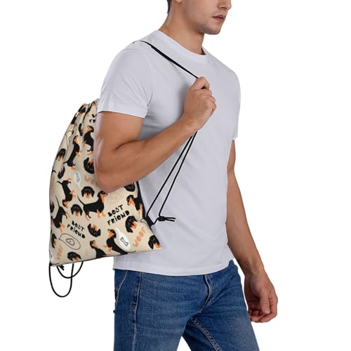 YOFIEN Dackel 3 Wasserfester Rucksack mit Kordelzug für Damen und Herren, Sport- und Fitnessstudio-Sackpack