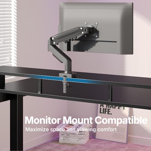 Image of HUANUO 55″ x 26″ Electric Standing Desk with 2 Drawers &24.4″ Large Keyboard Tray, C-Clamp Mount Compatible, Adjustable Computer Desk for Office, Sit Stand Up Desk with 4 Height Presets, Black