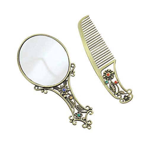 Set Vintage de Espejo y Peine para Maquillaje miniatura 2
