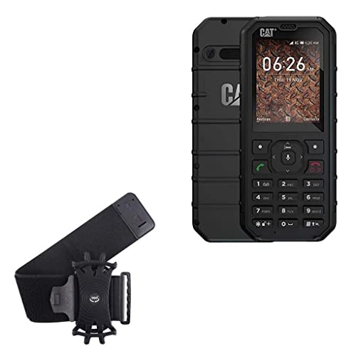 BoxWave Holster Compatible with CAT B35 - ActiveStretch Sport Armband, Adjustable Armband for Workout and Running - Jet Black