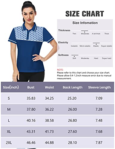 Jacketown Women's Golf Polo T Shirts Lightweight Moisture Wicking Short Sleeve Shirt Loose Fit Fast Dry Tops With 3-Button(Nautical Blue, L) #TOP4