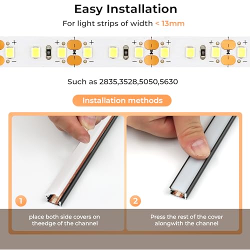Image of VST 20pack 3.3ft LED Channel, U Shape Led Diffuser Channel, LED Aluminum Channel System with Milky Cover, End Caps and Mounting Clips, Aluminum Profile for LED Strip Light Very Easy Installation