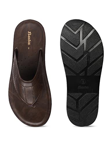 Image of Bata Men Casual flip flop thong slipper - Dark Brown