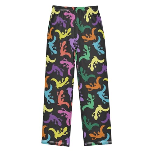 ZZXXB Lizard Colorful Print Boys Long Pants Soft Trousers Elastic Waist Kids Lounge Bottoms with Pockets S-XL