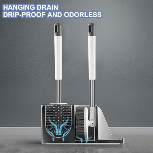 Image of Clyton Silicone Toilet Brush with Holder Stand, Toilet Cleaning Brush and Soft Bristles Bathroom Cleaning Brush with Self Adhesive Wall Mounted Ventilated Drying Stand, Toilet Cleaning Brushes Set