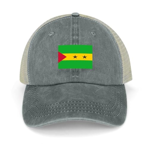 Yelolyio Casquette d'extérieur en maille pour homme Casquette de baseball Sao Tomé-et-Principe Drapeau national Casquettes de coton Sao Tomé et Principe Casquettes de baseball Chapeaux de pêche