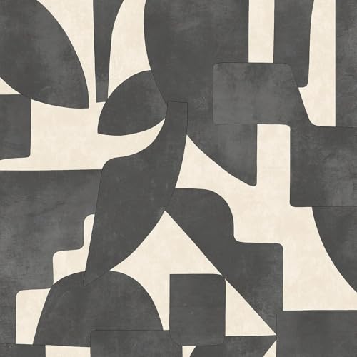 Abstract Angles Cream Charcoal Wallpaper - Contemporary Retro Vintage Design - Stylish Trendy Feature Wall
