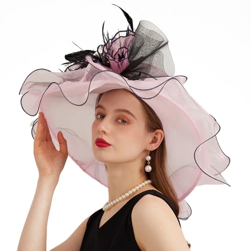 Sombrero Derby de Organza para Mujer con Ala Ancha miniatura 3