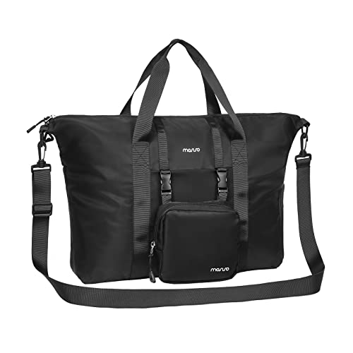 MOSISO Sports Gym Bag, Travel Duffel Bag Weekender Overnight Carry on, Lightweight Workout Fitness Duffel Bag for Men Women with Shoes Compartment & Small Case, Black